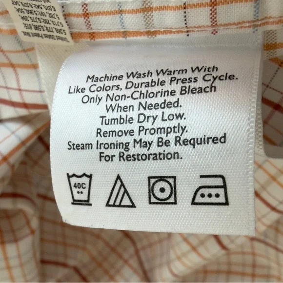 Eddie Bauer Men's Button-Down Plaid Shirt in Cream, Red, Brown - Picture 6 of 8